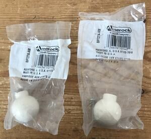 Set Pair 2 Vtg Amerock USA Made Ceramic Almond Off White Knobs BP2727A-AM